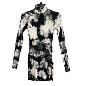 Cotton Citizen The Ibiza Small Mini Tie Dye Long Sleeve Dress Graphite Splatter